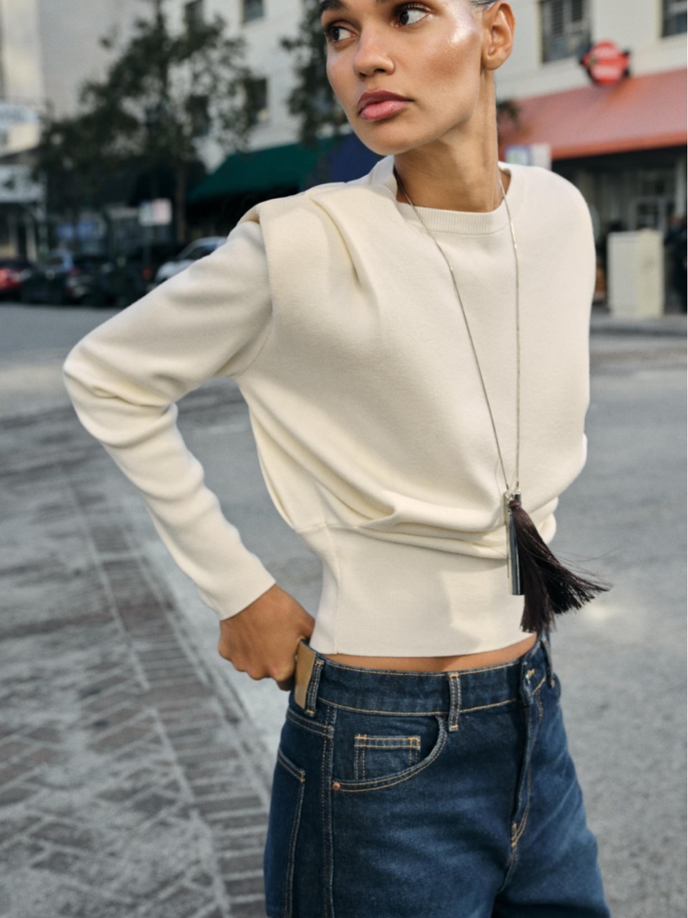 Zara Shoulder Pad Knit Sweater